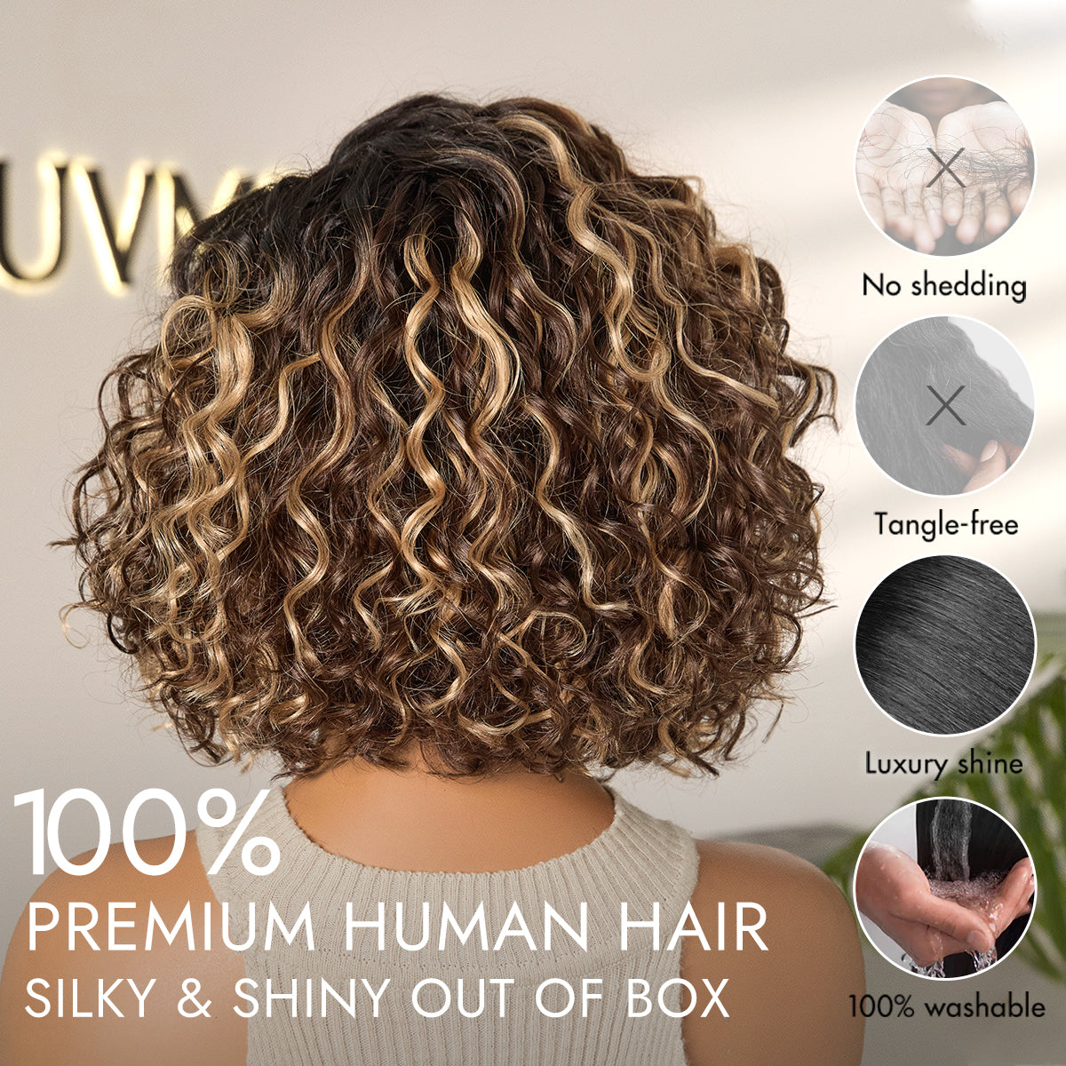 VIP ONLY | Ready to Go Blonde Highlight / Natural Black Water Wave Short Curly Bob Wig Glueless Minimalist HD Lace Wig Pre-Cut Lace