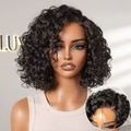 New Customers Only | Ready to Go Blonde Highlight / Natural Black Water Wave Short Curly Bob Wig Glueless Minimalist HD Lace Wig Pre-Cut Lace