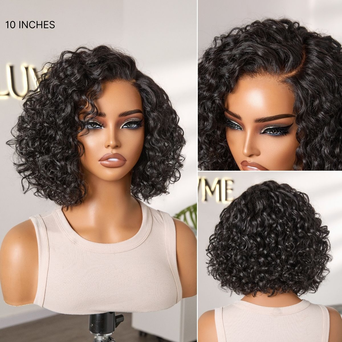 VIP ONLY | Ready to Go Blonde Highlight / Natural Black Water Wave Short Curly Bob Wig Glueless Minimalist HD Lace Wig Pre-Cut Lace