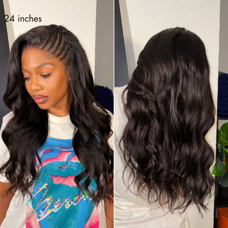 Tiktok Exclusive Deal | Readitress Side Braided Yaki Body Wave Glueless Ear-to-ear 13x6 Frontal HD Lace Wig Human Hair Flexi-Fit Drawstring Cap