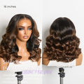 NatureMAX™ 200% Density Ombre Brown / Natural Loose Wave Glueless 13x6 HD Lace Front Shoulder Length Wig Pre-Cut Lace Flexi-Fit Drawstring Cap