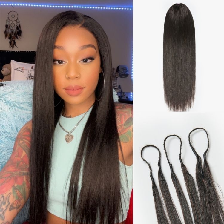 Readitress™ Pre-Separated Feather Crochet Human Hair Extensions Deep Wave / Silky Straight Protective Style with Free Gifts