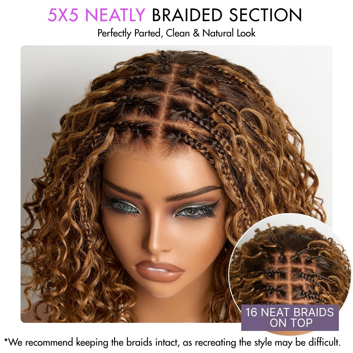 VIP ONLY | Readitress Boho Braids Deep Curly Glueless 5x5 Closure Lace with Braided Top Human Hair Wig Pre-Cut Lace