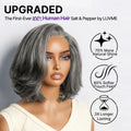 Salt & Pepper 100% Human Hair Layered Bob Wig Glueless Minimalist Lace Grey Wig Pre-Cut Lace