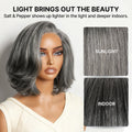 Salt & Pepper 100% Human Hair Layered Bob Wig Glueless Minimalist Lace Grey Wig Pre-Cut Lace