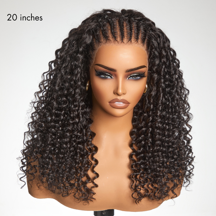 VIP ONLY | Readitress Knotless Fulani Braids Deep Wave Glueless Ear-to-ear 13x4 Frontal HD Lace Wig Human Hair