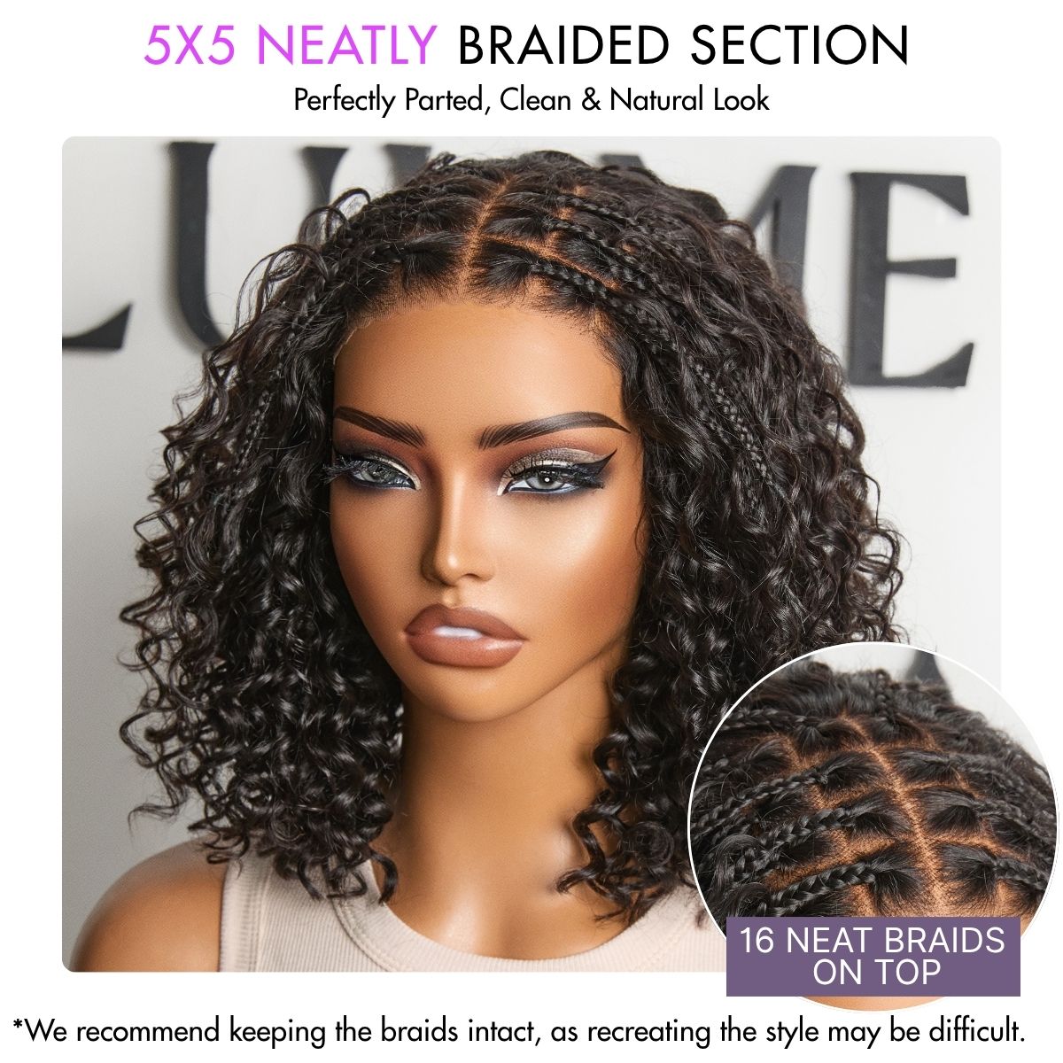Tiktok Exclusive Deal | Boho Braids Deep Curly Glueless 5x5 Closure Lace with Braided Top Human Hair Wig Pre-Cut Lace