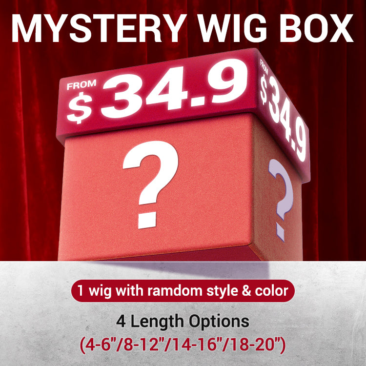 US Only 4-20 Inch Mystery Wig Box, Random Color & Texture, Human Hair Wigs