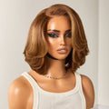 Limited Design | Toffee Brown Mix Blonde / Natural Black Layered Cut Glueless 5x5 Closure Lace Bob Wig