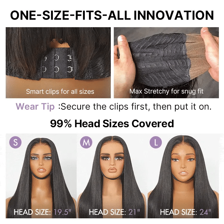 Luvme All-Day Comfort™ Wig 180% / 250% Density Bone Straight with Baby Hair PartingMax Glueless 7x6 Closure HD Lace Wig Pre-Cut Lace