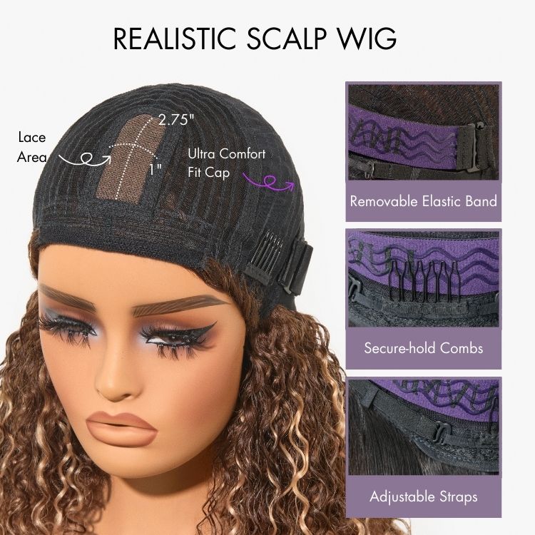 10''+12''=$159.9 | 10 Inches Brown Highlight Layered Cut Yaki Straight Bob Wig + 12 Inches Water Wave Minimalist Lace Wig