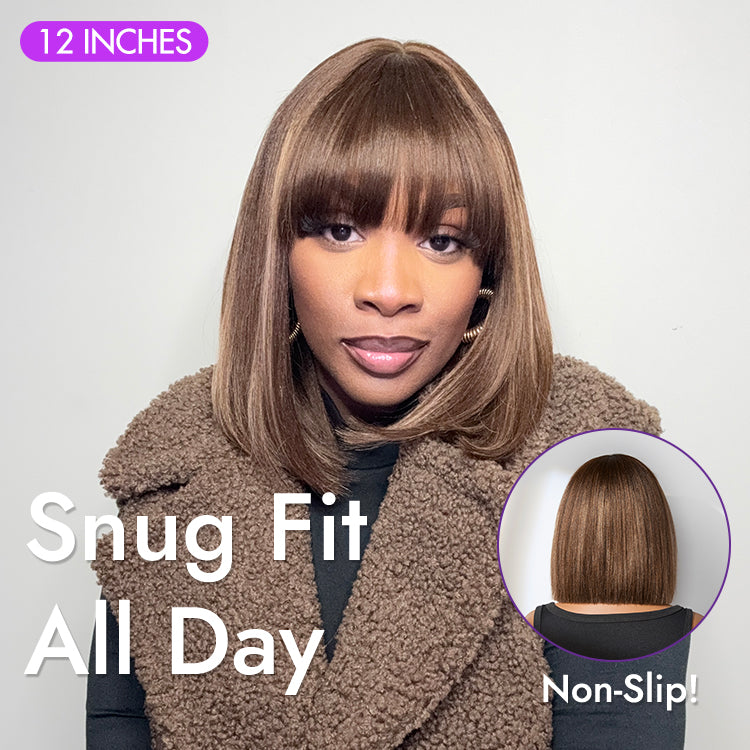 12''+12''=$169.9 | 12 Inches Ash Blonde Highlights Yaki Bob Wig + 12 Inches Deep Wave Minimalist Lace Wig