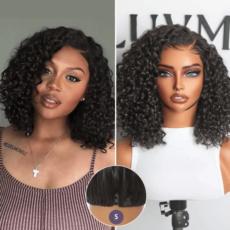 12''+12''=$169.9 | 12 Inches Ash Blonde Highlights Yaki Bob Wig + 12 Inches Deep Wave Minimalist Lace Wig