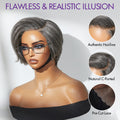 6''+ 8''=$139.9 | 6 Inches Salt and Pepper Pixie Cut Wig + 8 Inches Salt & Pepper Layered Bob