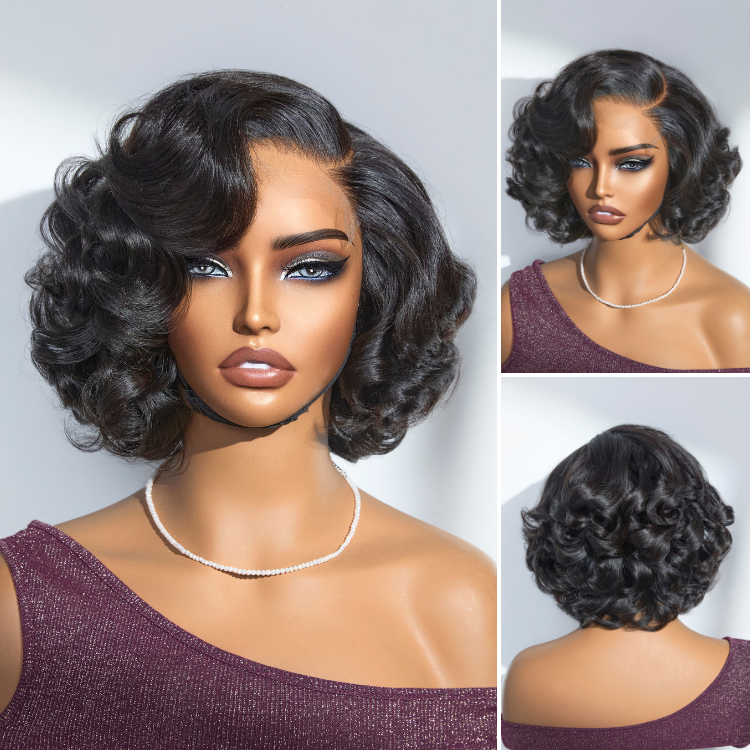 8''+10''=$139.9 | 8 Inches Natural Black Loose Wave Wig + 10 Inches Ombre Brown Short Cut Curly Wig