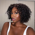 10''+10''=$179.9 | 10 Inches Blunt Cut Minimalist HD Bob + 10 Inches Deep Curly Glueless 5x5 Closure Wig