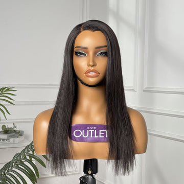 Outlet· 12'' ~16''| Natural Black Straight 5x5 Lace Wig Pre-cut Lace 100% Human Hair