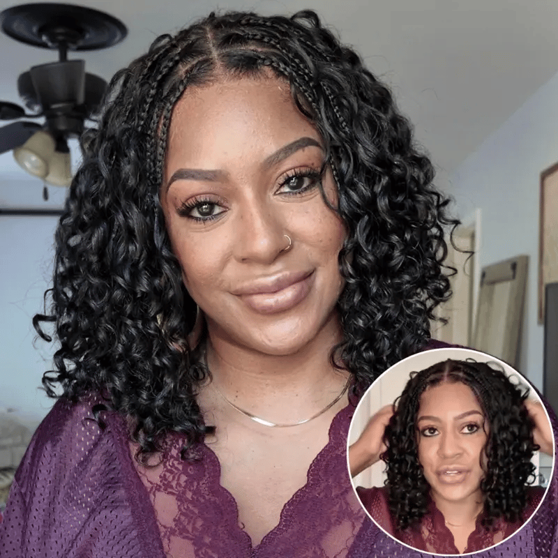 VIP ONLY | Readitress Boho Braids Deep Curly Glueless 5x5 Closure Lace with Braided Top Human Hair Wig Pre-Cut Lace