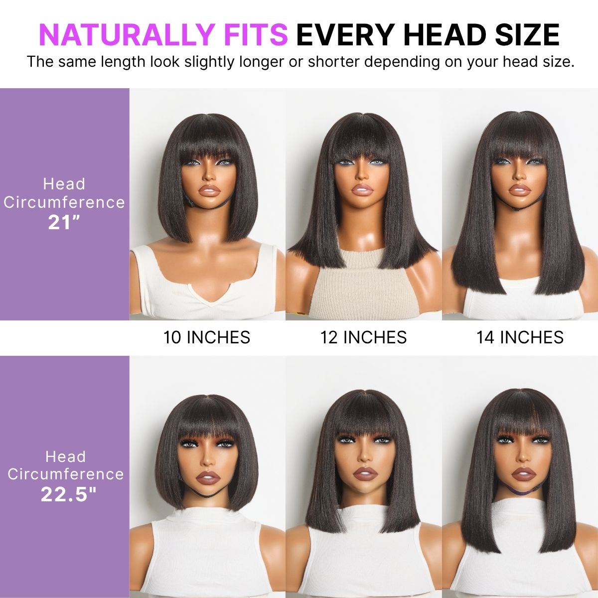 Special Deal | Put On and Go Realistic Glueless Yaki Straight Bob with Bangs Minimalist Lace Wig 100% Human Hair
