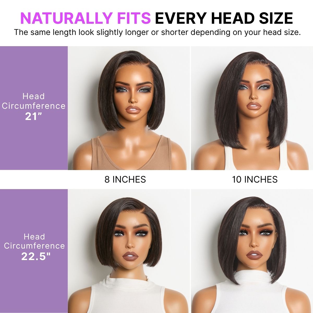 PreMax Wigs | Super Natural Hairline Silky Blunt Cut Bob Glueless 13x4 Frontal Lace Human Hair Short Wig Pre-Cut Lace
