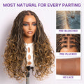 Readitress™ Ombre Honey Blonde French Curl Knotless Boho Braids HD Full Lace Long Wig Flexi Fit Invisi Drawstring Cap - US Only
