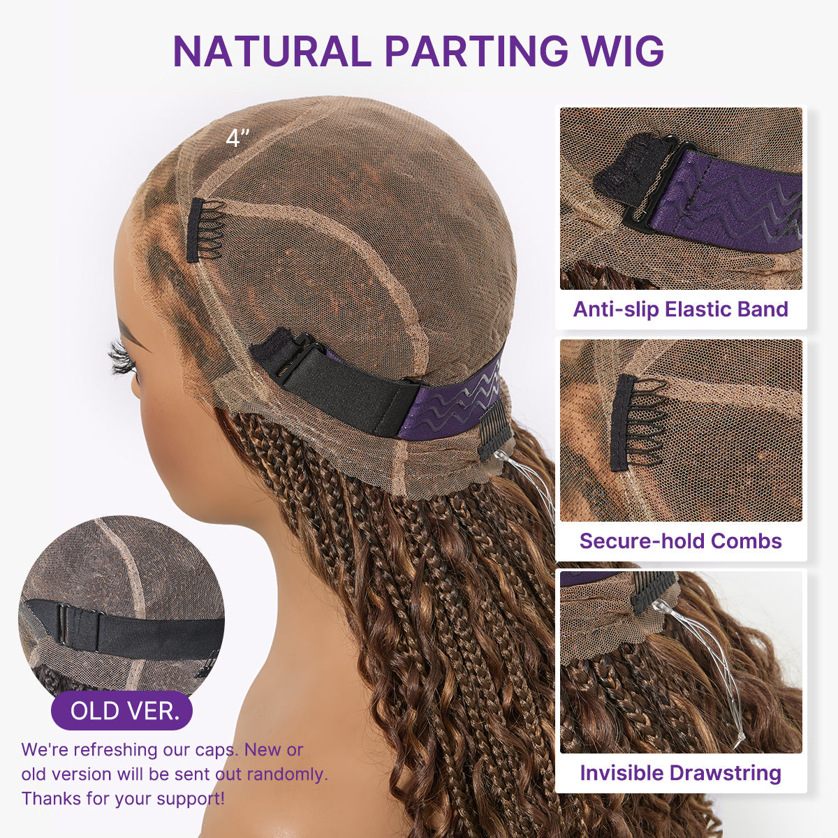 Readitress™ French Curl Knotless Boho Braids HD Full Lace Long Wig Flexi Fit Invisi Drawstring Cap - US Only