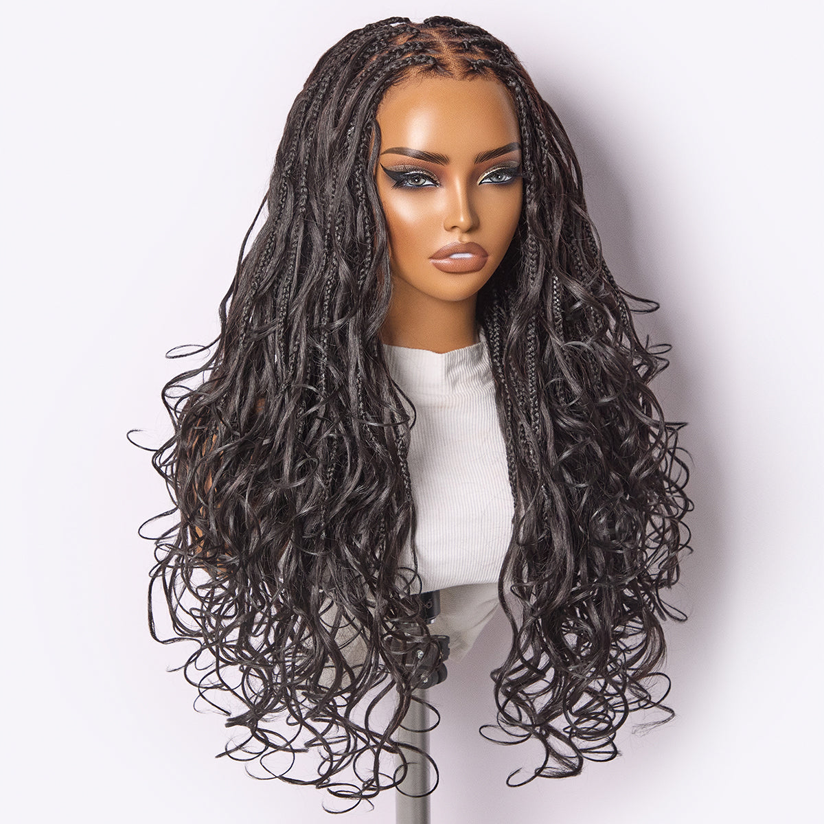Readitress™ Ombre Honey Blonde French Curl Knotless Boho Braids HD Full Lace Long Wig Flexi Fit Invisi Drawstring Cap - US Only