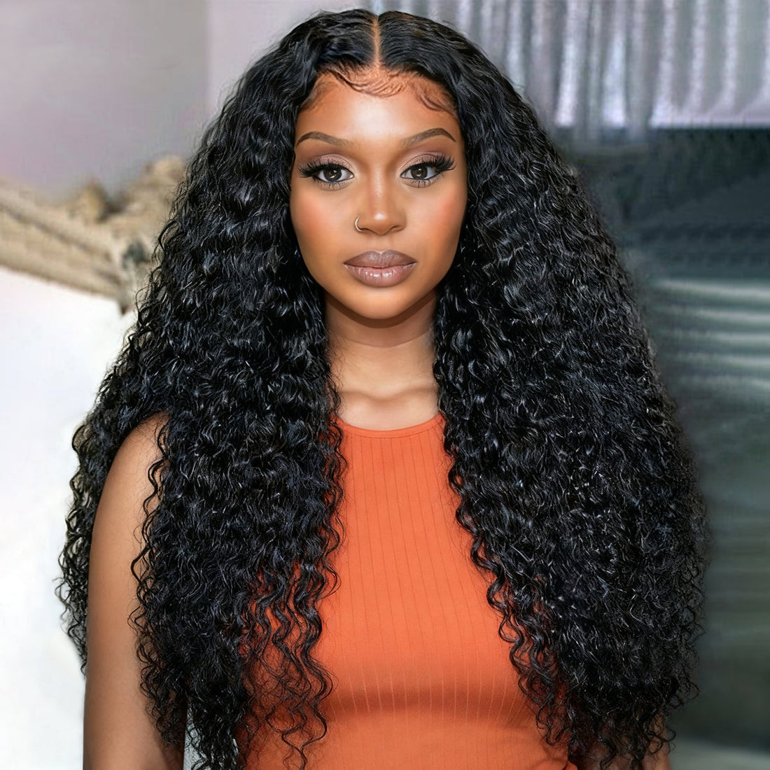 Natural Black Water Wave 13x4 HD Lace Front Free Part Glueless Wig 100% Human Hair - US Only