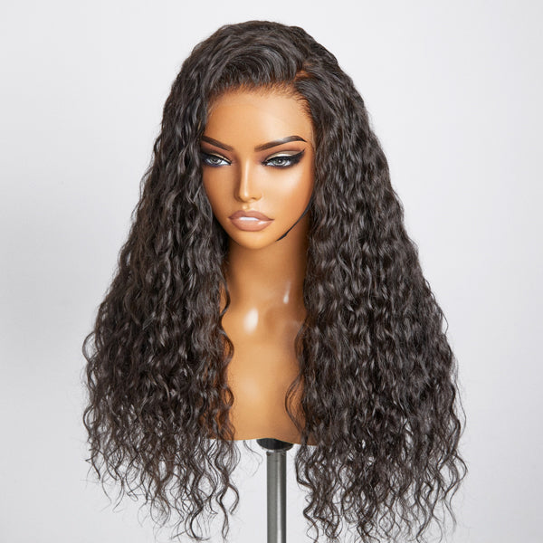 Natural Black Water Wave 13x4 HD Lace Front Free Part Glueless Wig 100% Human Hair - US Only