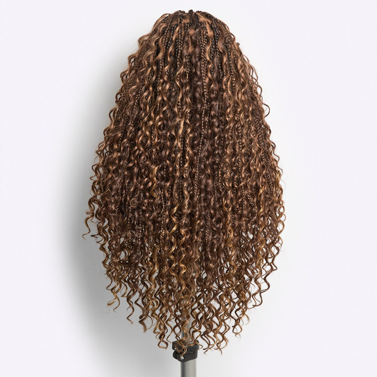 Readitress™ Mix Blonde Light Weight Flexi-Fit Invisi Drawstring Cap HD Full Lace Knotless Boho Curls Braided Long Wig Super Natural Scalp - US Only