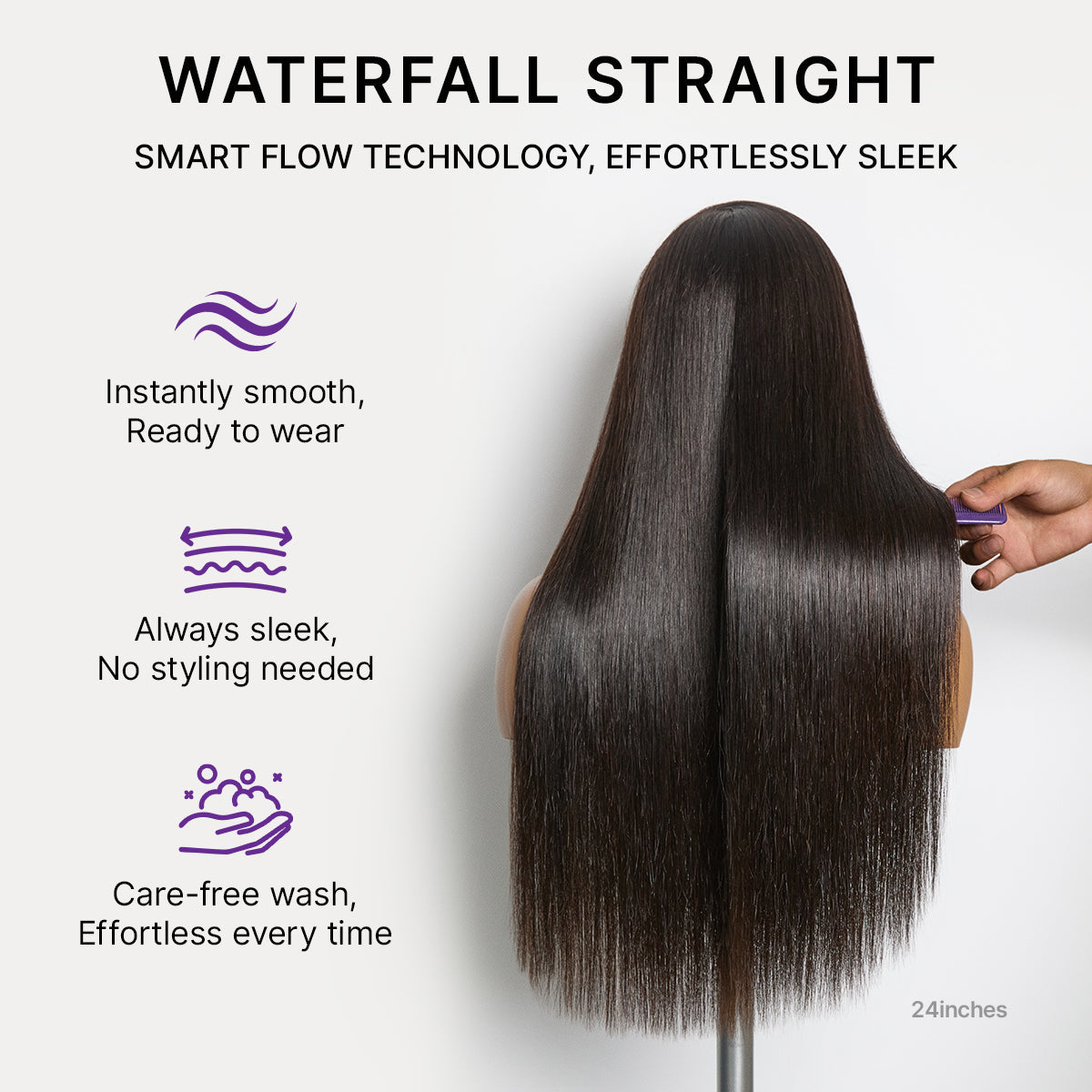 MyOwn-Fit™ PartingMax Glueless Personalized Comfort Wig 250% Density Bone Straight with Baby Hair 7x6 Closure HD Lace Wig Pre Cut & Plucked & Bleached Ready to Go