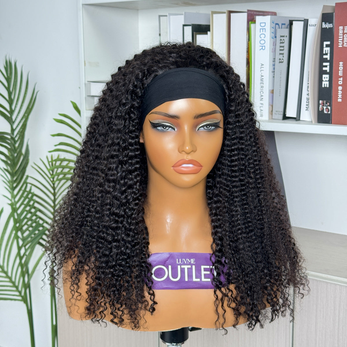 Outlet· 14'' ~24''| Natural Black Jerry Curl Glueless Headband Wig 100% Human Hair