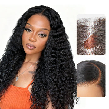 Natural Black Water Wave Glueless 11x6 Frontal HD Lace Human Hair Curly Wig