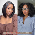 10''+10''=$179.9 | 10 Inches Blunt Cut Minimalist HD Bob + 10 Inches Deep Curly Glueless 5x5 Closure Wig