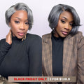 6''+ 8''=$139.9 | 6 Inches Salt and Pepper Pixie Cut Wig + 8 Inches Salt & Pepper Layered Bob