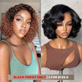 8''+10''=$139.9 | 8 Inches Natural Black Loose Wave Wig + 10 Inches Ombre Brown Short Cut Curly Wig
