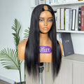 Outlet· 12'' ~22''| Natural Black Small Kinky Curly / Straight  Glueless V Part Wig 100% Human Hair