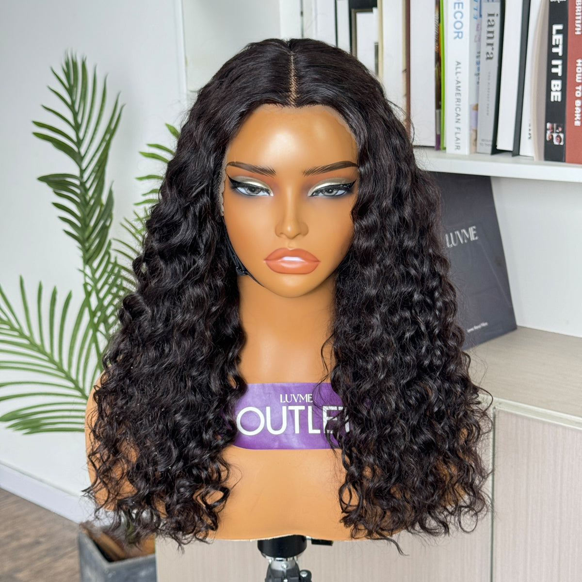 Outlet· 10'' ~20''| Natural Black T Part Lace Deep Wave Glueless Wig Pre-Cut Lace