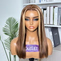 Outlet· 14'' ~26''| Honey Blonde Highlight Straight Frontal 13x4 Lace Wig Pre-Cut Lace