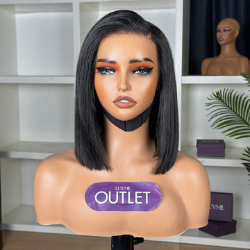 Outlet 10"-12" | Natural Black 13x4 Frontal Lace Bob Wig 100% Human Hair Pre-cut Lace