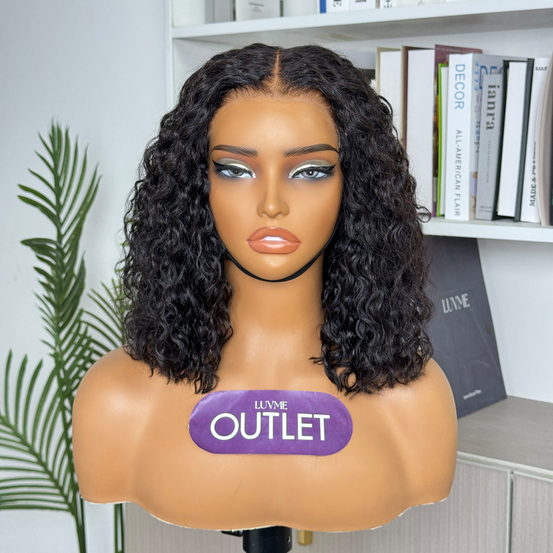 Outlet 12"-18"  | Natural Black Big Kinky Curly Glueless 5x5 Closure Lace Wig Pre-cut Lace