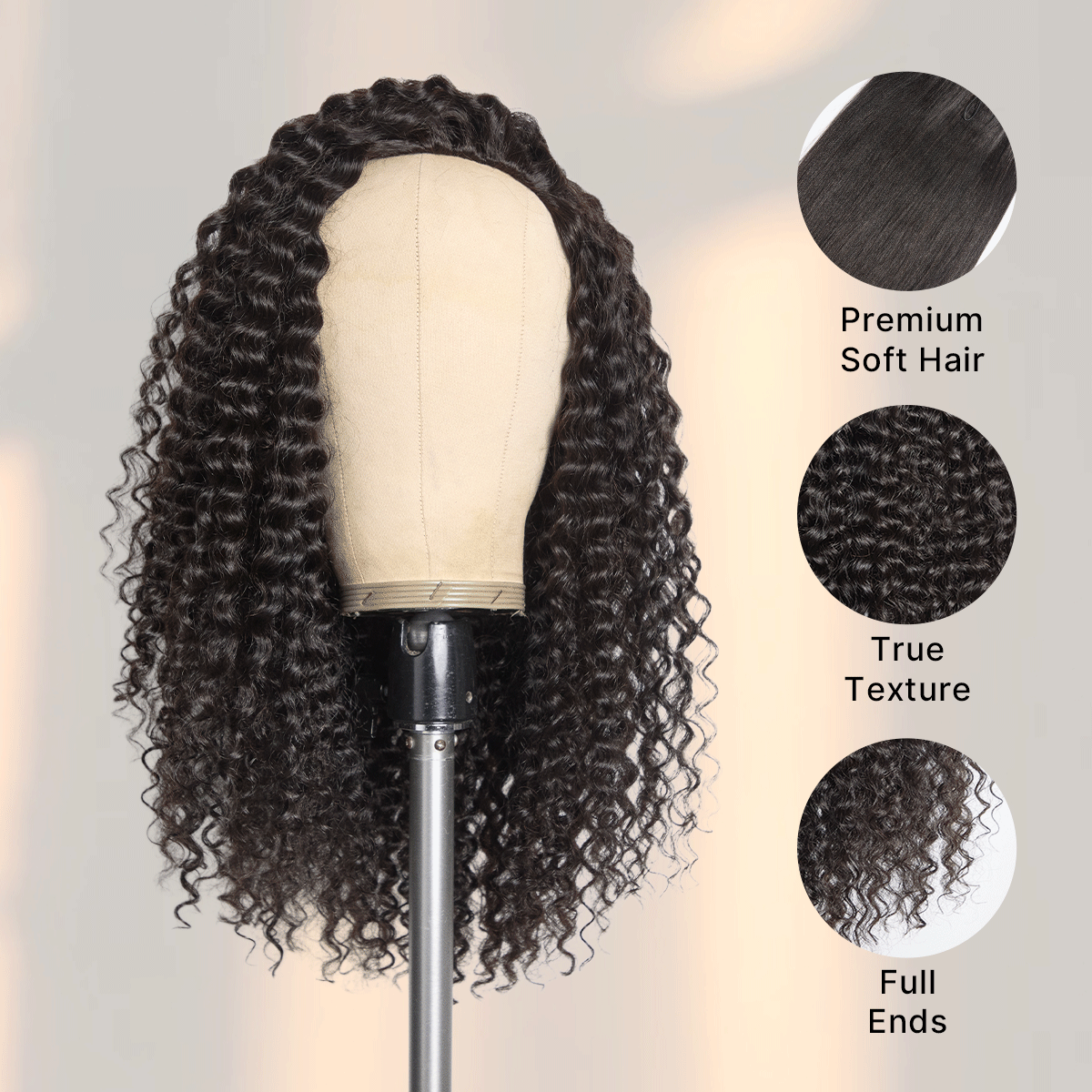 Luvme Too Easy Texture Half Wig 180% Density Fluffy Curly Glueless Flexi-Fit Drawstring Water Wave Wig