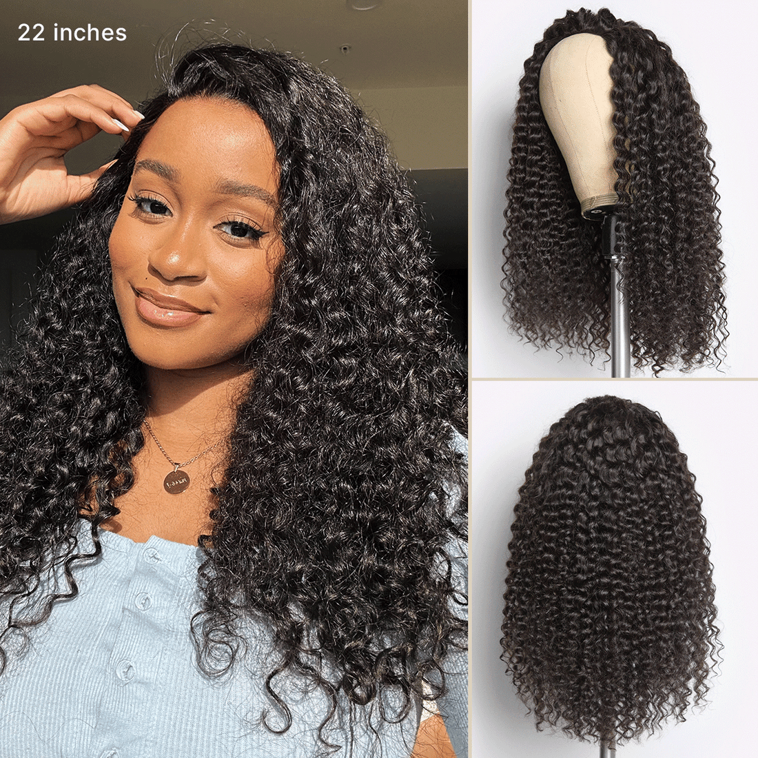 Luvme Too Easy Texture Half Wig 180% Density Fluffy Curly Glueless Flexi-Fit Drawstring Water Wave Wig