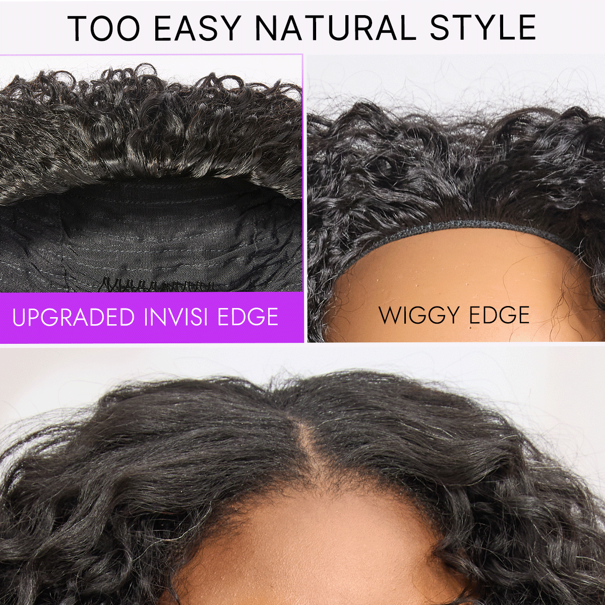 Luvme Too Easy Texture Half Wig 180% Density Fluffy Curly Glueless Flexi-Fit Drawstring Water Wave Wig