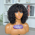 Outlet 8'' | Natural Black Minimalist Lace Water Wave Glueless Wig 100% Human Hair