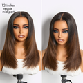 Luvme All-Day Comfort™ Wig 180% Density Ombre Brown Butterfly Cut Layered Light Yaki Straight Glueless 7x6 Closure HD Lace Short Wig Pre-Cut Lace