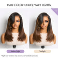 Luvme All-Day Comfort™ Wig 180% Density Ombre Brown Butterfly Cut Layered Light Yaki Straight Glueless 7x6 Closure HD Lace Short Wig Pre-Cut Lace