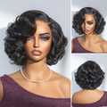 10''+8''=$139.9 | 8 Inches Natural Black Loose Wave Wig + 10 Inches Brown Highlight Layered Cut Yaki Straight Bob Wig - US Only