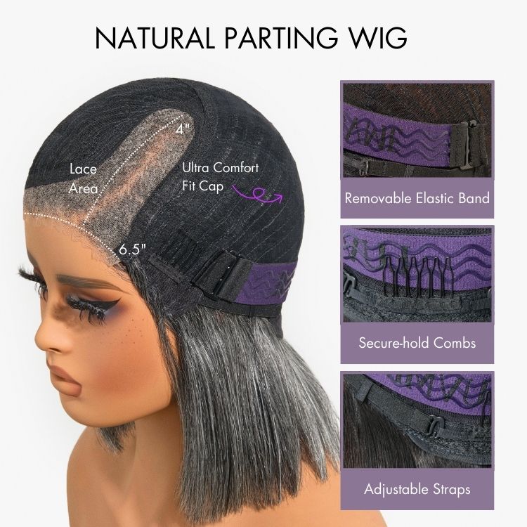 10''+8''=$139.9 | 10 Inches Natural Black Yaki Straight Bob Wig + 8 Inches Boss Vibe Short Pixie Cut Minimalist Lace Wig