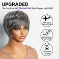 6''+6''=$89.9 | 6 Inches Salt & Pepper Short Pixie Cut Glueless Wig + 6 Inches Bouncy Curls with Bangs Glueless Wig - US Only